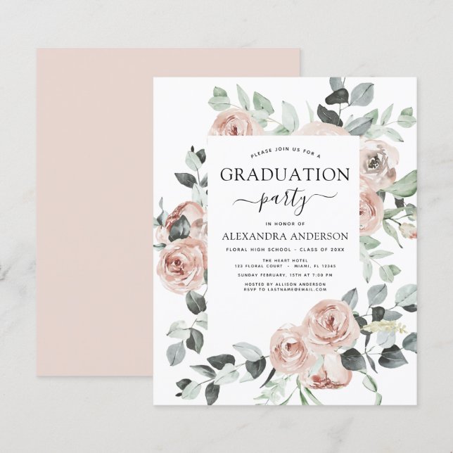 Papier Budget 2023 Dusty Pink Graduation Floral (Devant / Derrière)