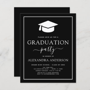 Papier Budget 2023 Graduation Party Black Invitation