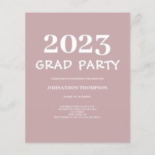 Papier Budget 2023 Graduation Pink Party Invitation