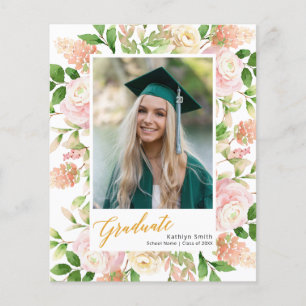 Papier BUDGET 2023 Pink Floral Photo Grad Faire-part