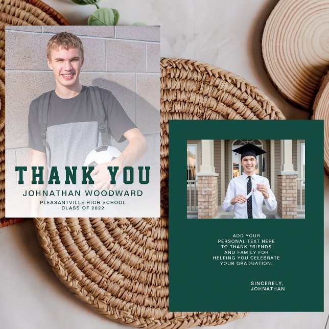 Papier Budget 2024 2-Photo Merci de graduation verte 2-Ph (Créateur téléchargé)