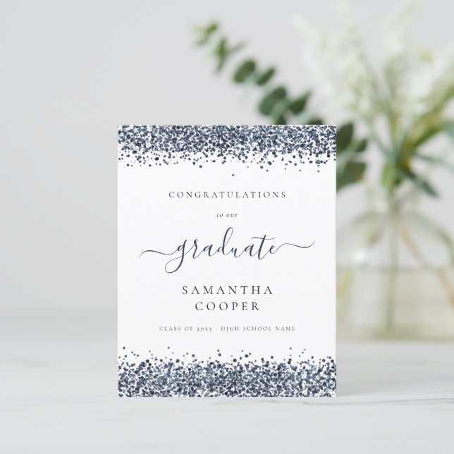 Papier Budget 2024 - Faire-part de Parties scintillant bl (Debout devant)