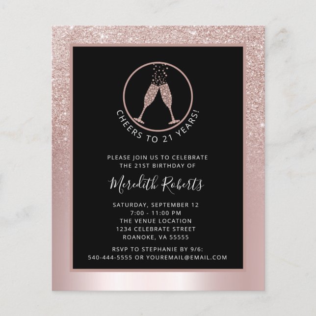 Papier Budget 21e Anniversaire Blush Foil Parties scintil (Devant)