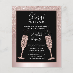 Papier Budget 21e anniversaire Champagne Invitation de la