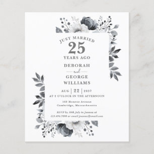 Papier Budget 25e anniversaire du Mariage Invitation flor