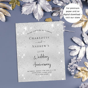 Papier Budget 25e anniversaire mariage argent parties sci