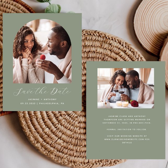 Papier Budget 2-Photo Boho Arch Sage Green Enregistrer la (Créateur téléchargé)