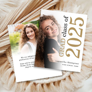 Papier Budget 2 photo Gold Black White 2024 Grad Annonce