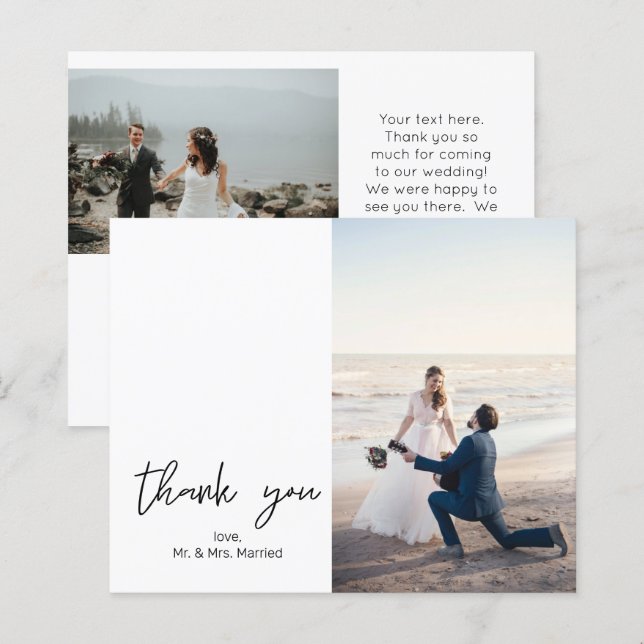 Papier Budget 2 Photo Moderne Calligraphie Merci (Devant / Derrière)