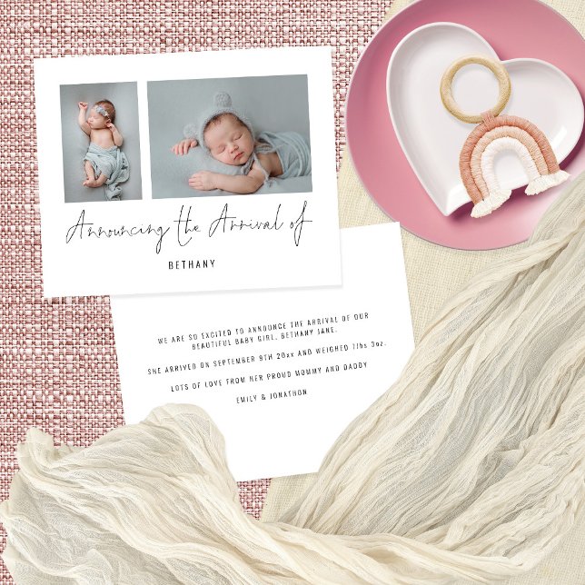 Papier Budget 2 Photos annonçant l'annonce de naissance (Créateur téléchargé)