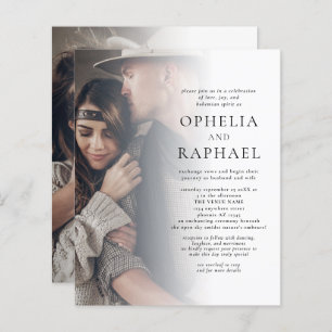 Papier Budget 2 Photos QR Code Bohemian Wedding Invitatio