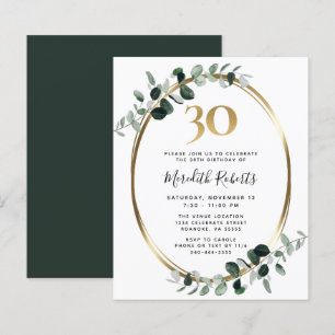 Papier Budget 30e anniversaire Eucalyptus Invitation de l