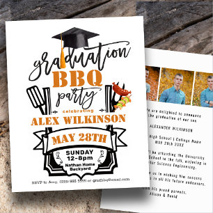 Papier BUDGET 3 Graduation photo BBQ Party Invitation