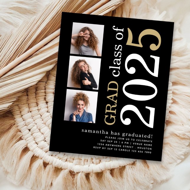 Papier Budget 3 photo White Gold 2025 Invitation de diplô (front view)