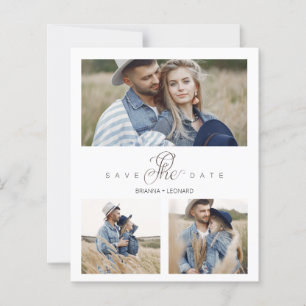 Papier Budget 3 Photos Couple Simple Élégant Script