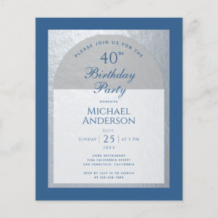 Papier Budget 40 Anniversaire Classic Blue Silver Invitat