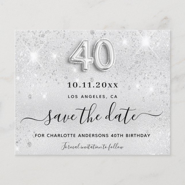 Papier Budget 40e anniversaire argent parties scintillant (Devant)