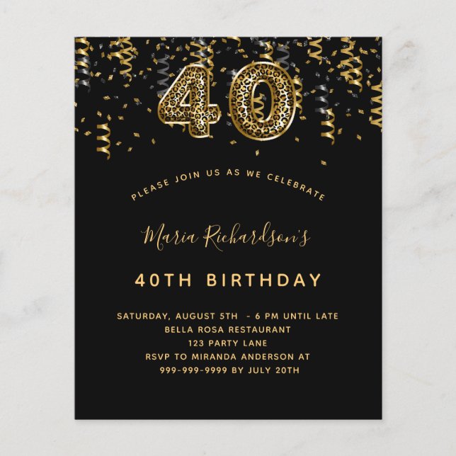 Papier Budget 40e anniversaire de la fête léopard d'or no (Devant)