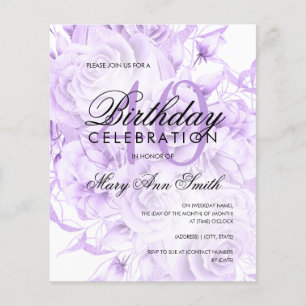 Papier Budget 40e anniversaire Floral Purple Invitation