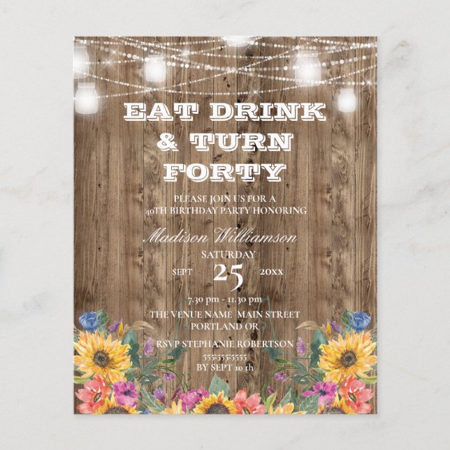 Papier Budget 40e anniversaire Grange Wood Sunflower & Li (Devant)