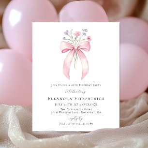 Papier BUDGET 40e anniversaire Pink Bow Fleur sauvage Inv