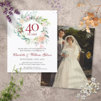 Budget 40e anniversaire Ruby Floral Photo Invitati