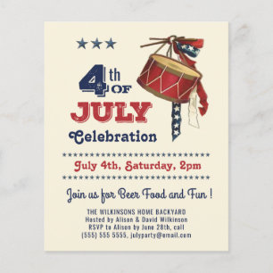 Papier BUDGET 4 juillet Invitation Vintage à la fête du t