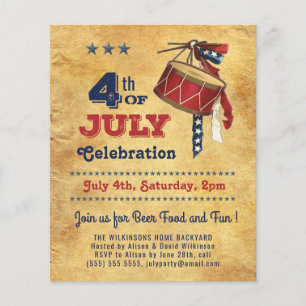 Papier BUDGET 4 juillet Invitation Vintage à la fête du t