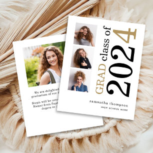 Papier Budget 4 photo Black Gold 2024 Annonce de graduati