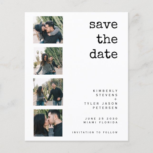 Papier Budget 4 photo collage mariage enregistrer la date (Devant)