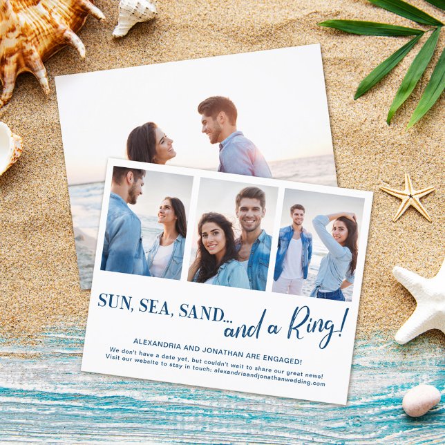 Papier Budget 4 Photo Fiançailles de plage Faire-part (Créateur téléchargé)