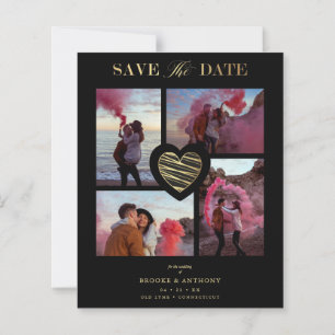 Papier Budget 4 Photos Black Collage Mariage Gold Heart 