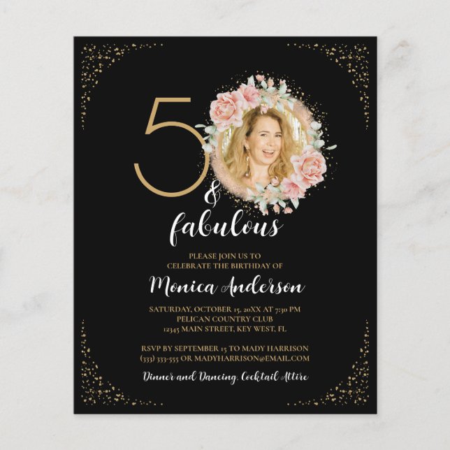 Papier Budget 50 et fabuleux 50e anniversaire Black Photo (Devant)