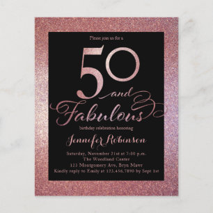 Papier Budget 50 Fabuleux Rose Gold Invitation d'annivers