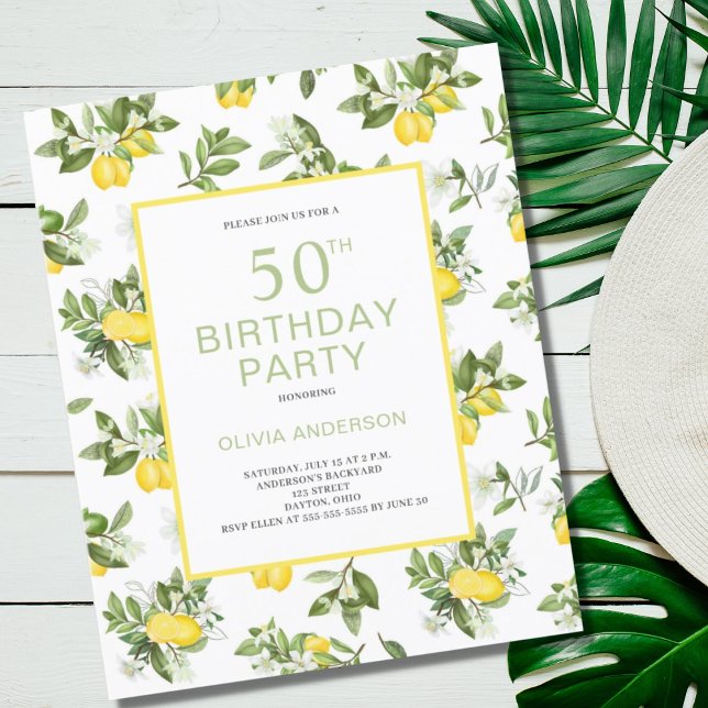 Papier Budget 50e anniversaire Citron Citrus Invitation (Créateur téléchargé)