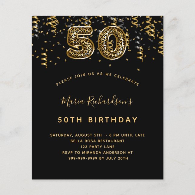 Papier Budget 50e anniversaire de la fête léopard d'or no (Devant)