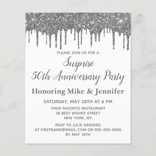 Papier Budget 50e anniversaire de la Surprise Invitations (Devant)