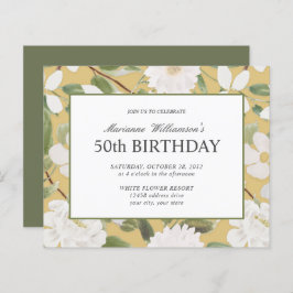 Papier Budget 50e Anniversaire Féminin Fleurs blanches ja