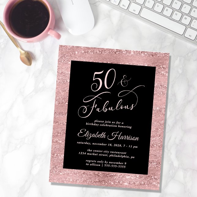 Papier Budget 50e anniversaire fête Elégant Rose Gold (Créateur téléchargé)