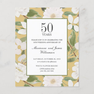 Papier Budget 50e anniversaire Fleurs blanches jaune