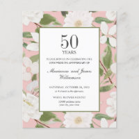 Budget 50e anniversaire Fleurs blanches rose