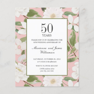 Papier Budget 50e anniversaire Fleurs blanches rose