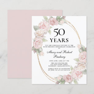 Papier Budget 50e anniversaire Invitation florale rose