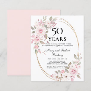 Papier Budget 50e anniversaire Invitation florale rose