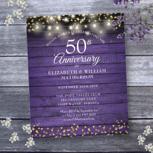 Papier Budget 50e anniversaire Rustic Gold Hearts Invitat