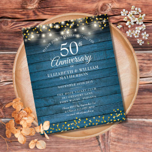Papier Budget 50e anniversaire Rustic String Invitation