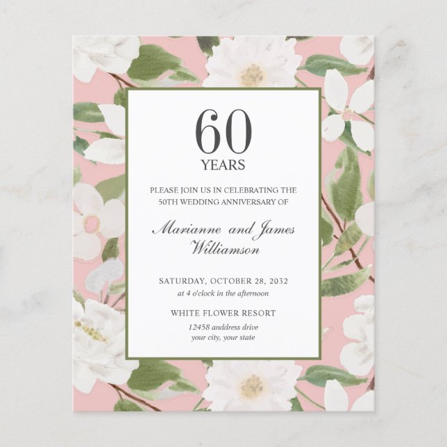 Papier Budget 60e anniversaire de la photo Fleurs blanche (Devant)