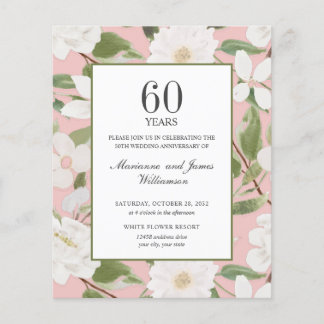 Papier Budget 60e anniversaire Fleurs blanches rose