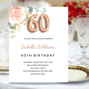Papier Budget 60e anniversaire floral rose d'or eucalyptu