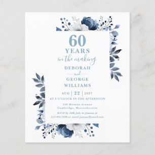 Papier Budget 60e anniversaire Mariage Invitation floral
